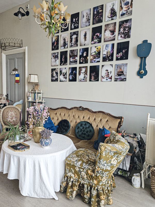 Fotowand met foto's van Lavinia's taarten